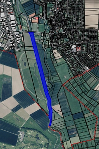 LSG Auenverbund Wetterau – 
vom Verbot ausgenommen (blau markiert), ist der östliche Teil der Nidda © Stadt Karben